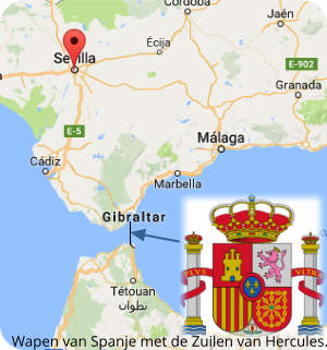 kaart Sevilla Gibraltar Marokko